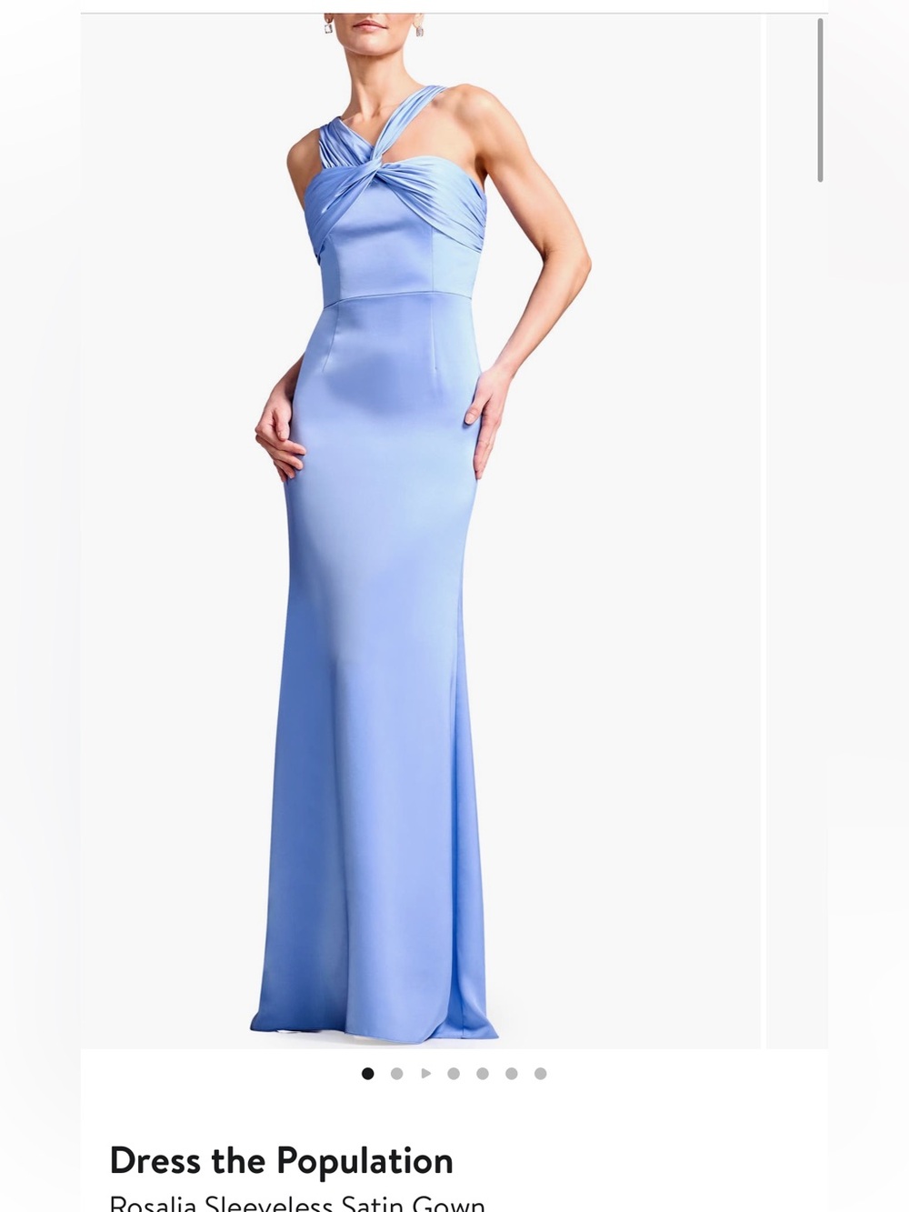 Dress the Population Rosalia Powder Blue Satin Maxi Gown